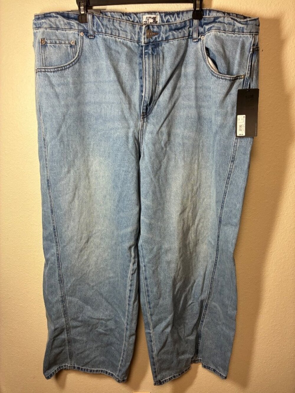 NWT Future Collective Denim Blue Jeans Wide Leg Mid Rise Women Size 20 MSRP $38